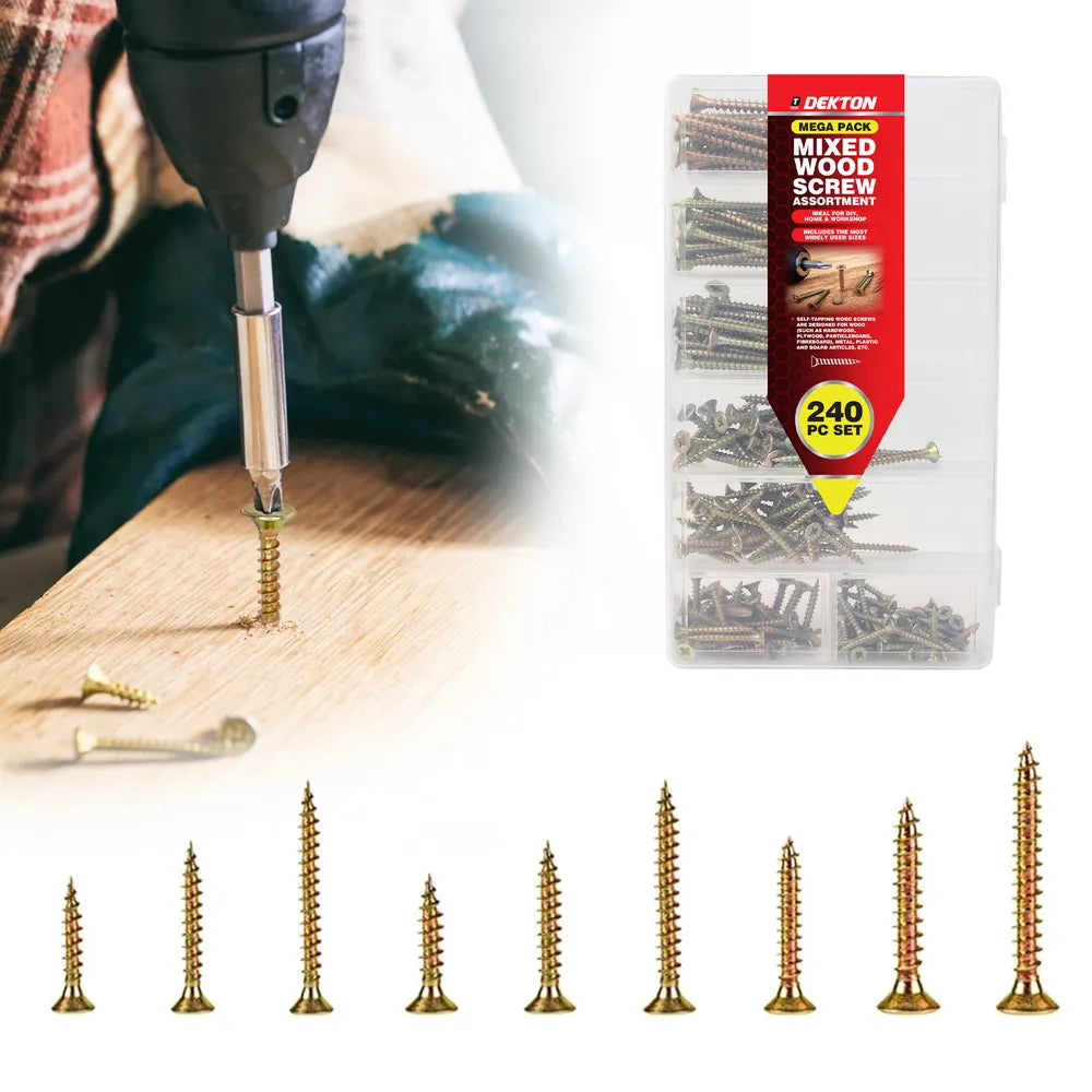 Dekton Mixed Wood Screw Set 240 Piece (DH03045)