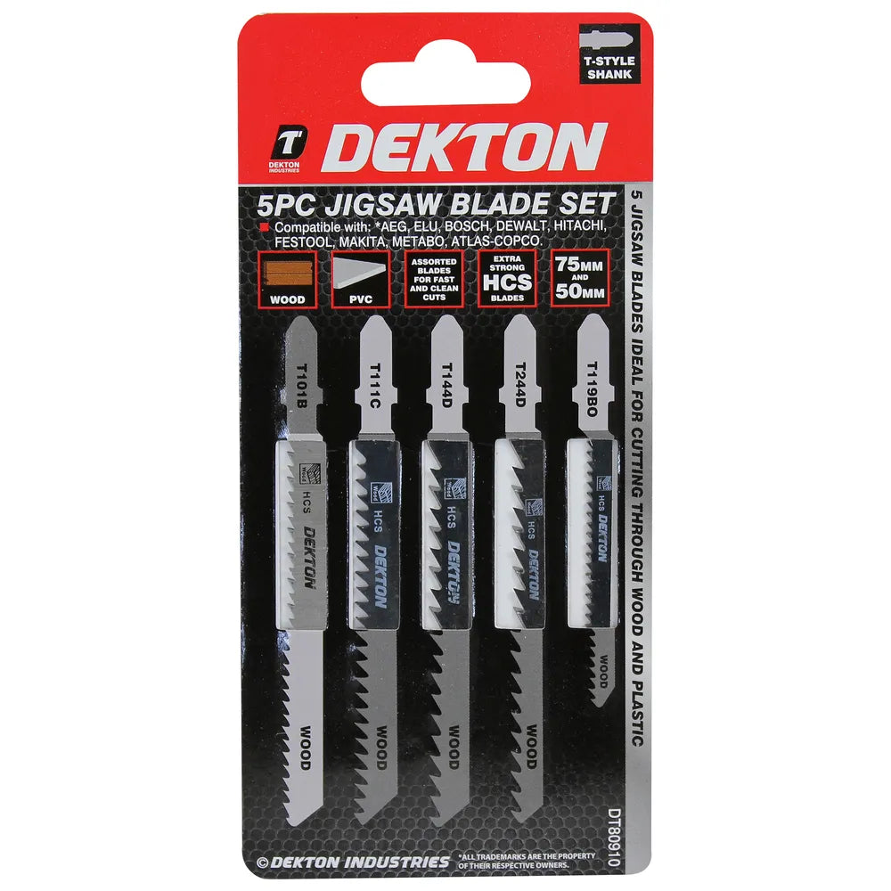 Dekton 5 PCE Wood Cutting Jigsaw Blades (DT80910)