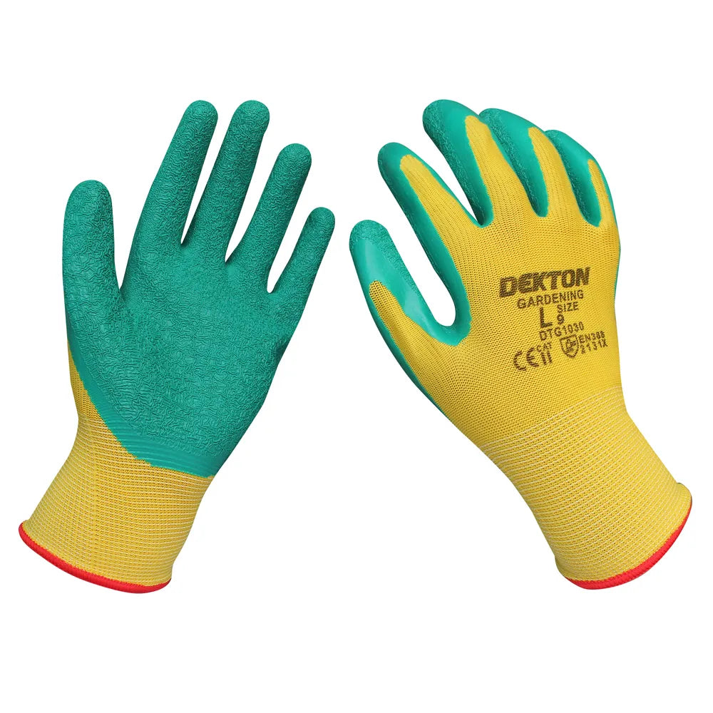 Dekton 9 Large Gardening Gloves Latex Dipped Gripper Gloves (DTG1030)