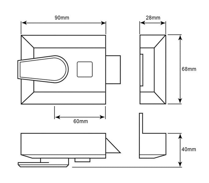 Deadlocking Nightlatch With Cylinder Grey - 60mm Backset