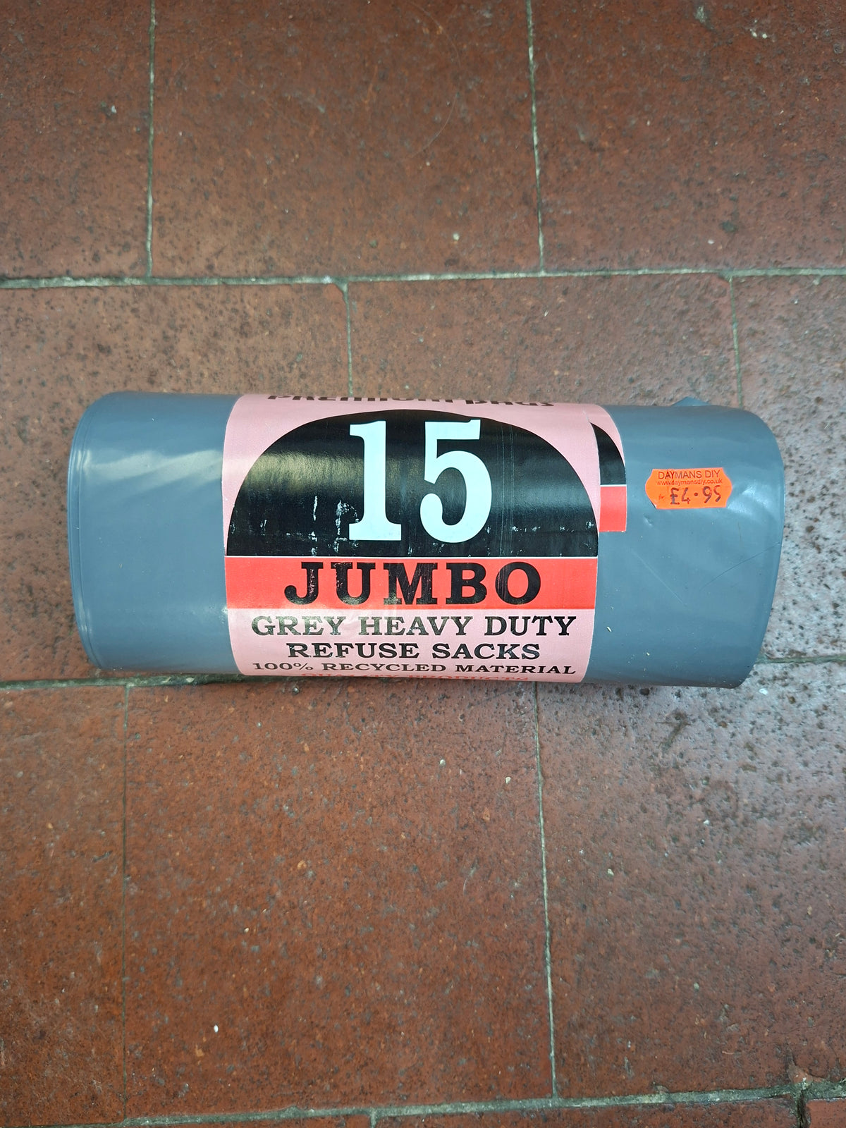 Jumbo Heavy Duty Grey Bin bags / Refuse Sacks 100L