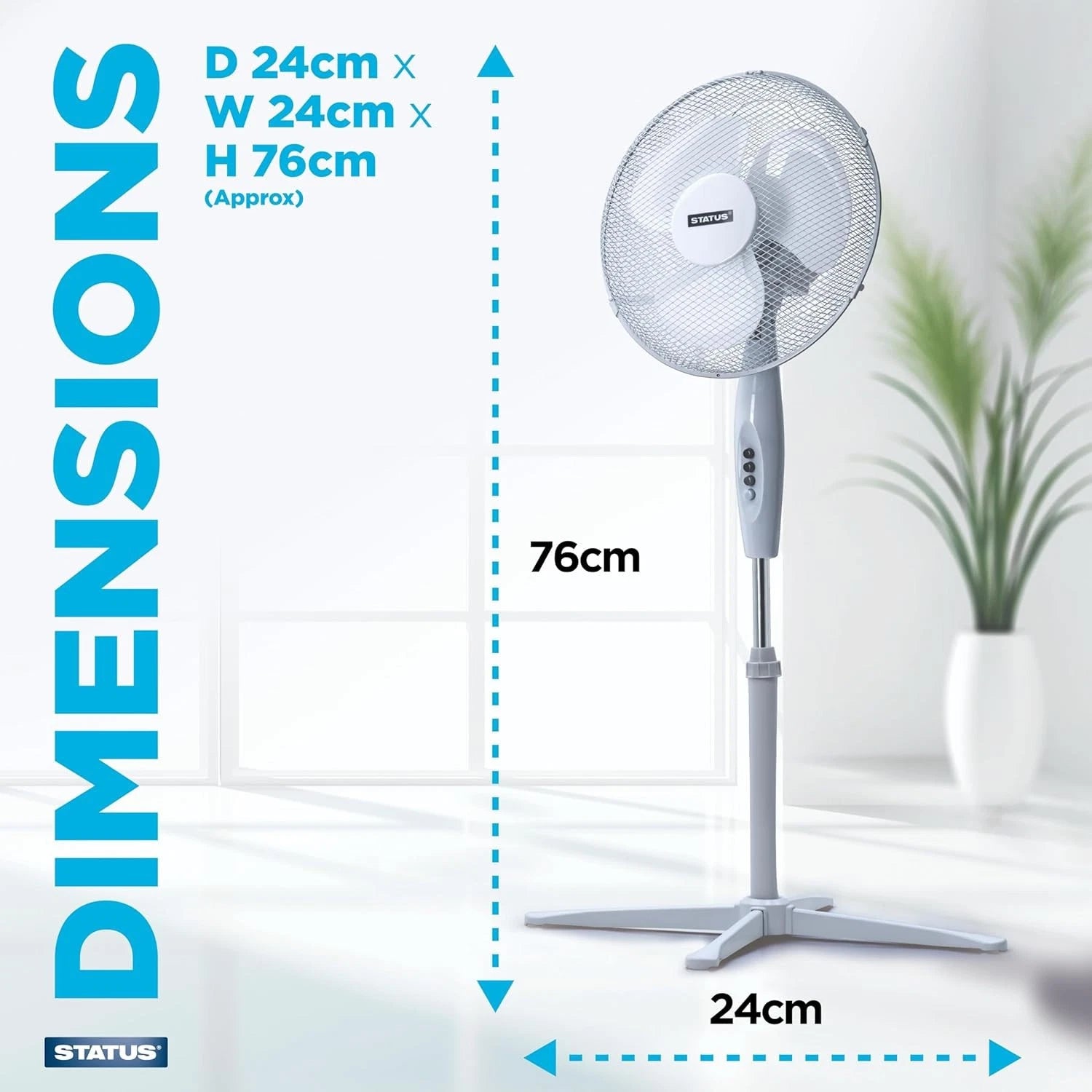 Status 16in White Stand Fan 3 Speed (S16STANDFAN1PKB)