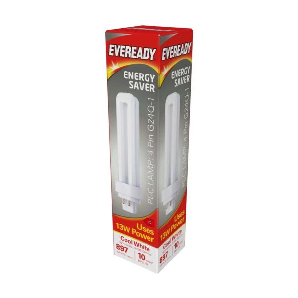 Eveready 13W Energy Saver PL-C Lamp 4 Pin G24Q-1 Cool White
