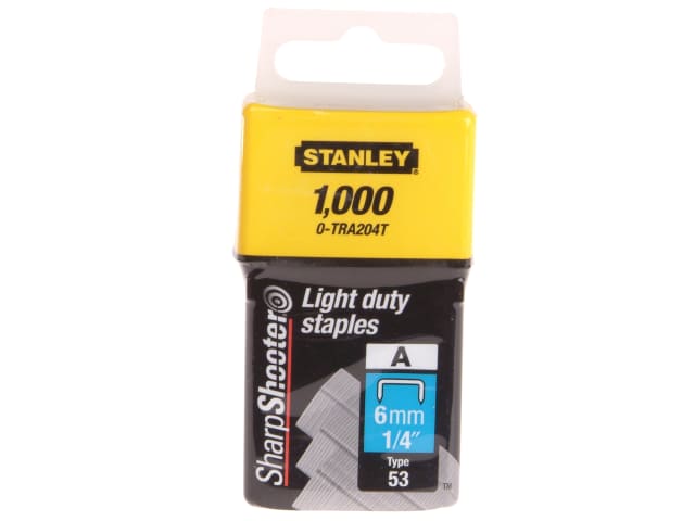 Stanley Light Duty 1,000 Staples - 6mm
