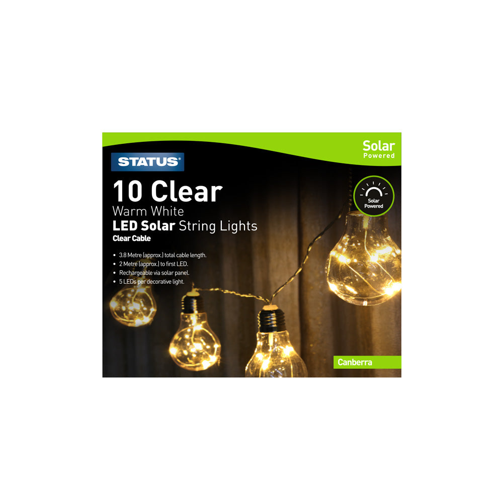Status 10 Clear Warm White LED Solar String Lights (CANBERRA10SCWW6)