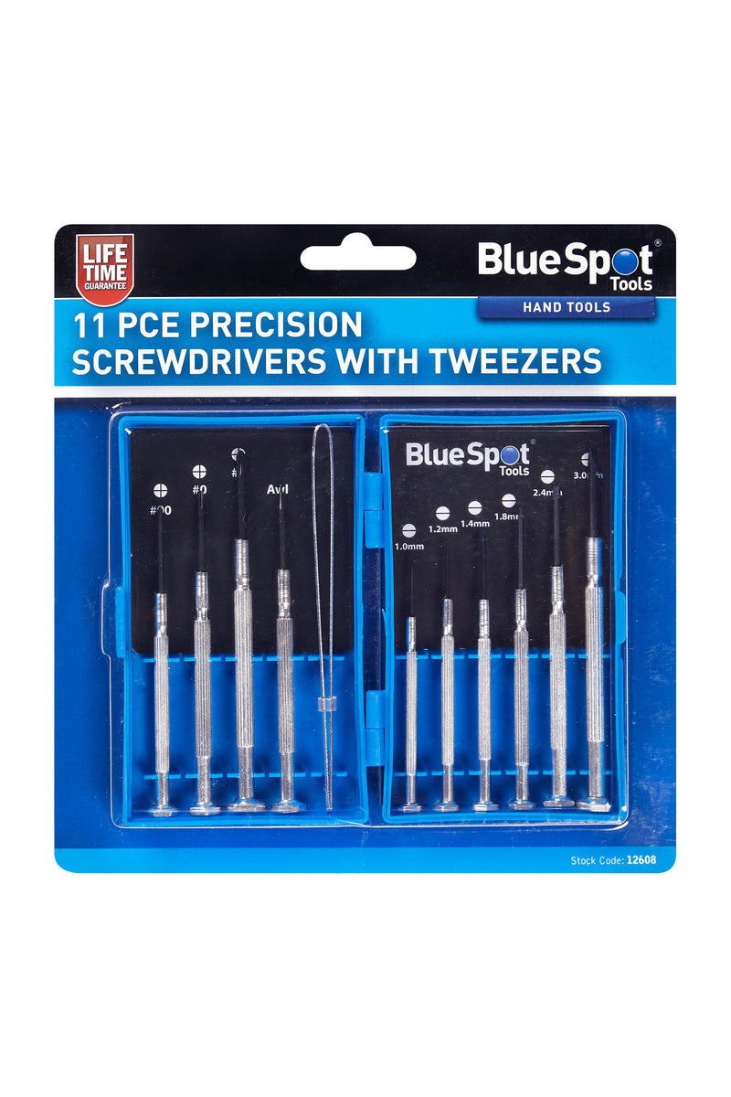 BlueSpot 11 PCE Precision Screwdrivers with Tweezers (12608)