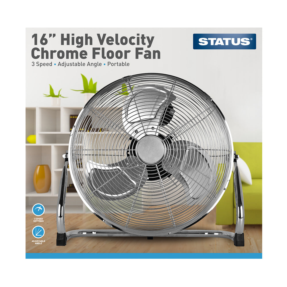 Status - High Velocity Chrome Floor Fan - 16” & 18”