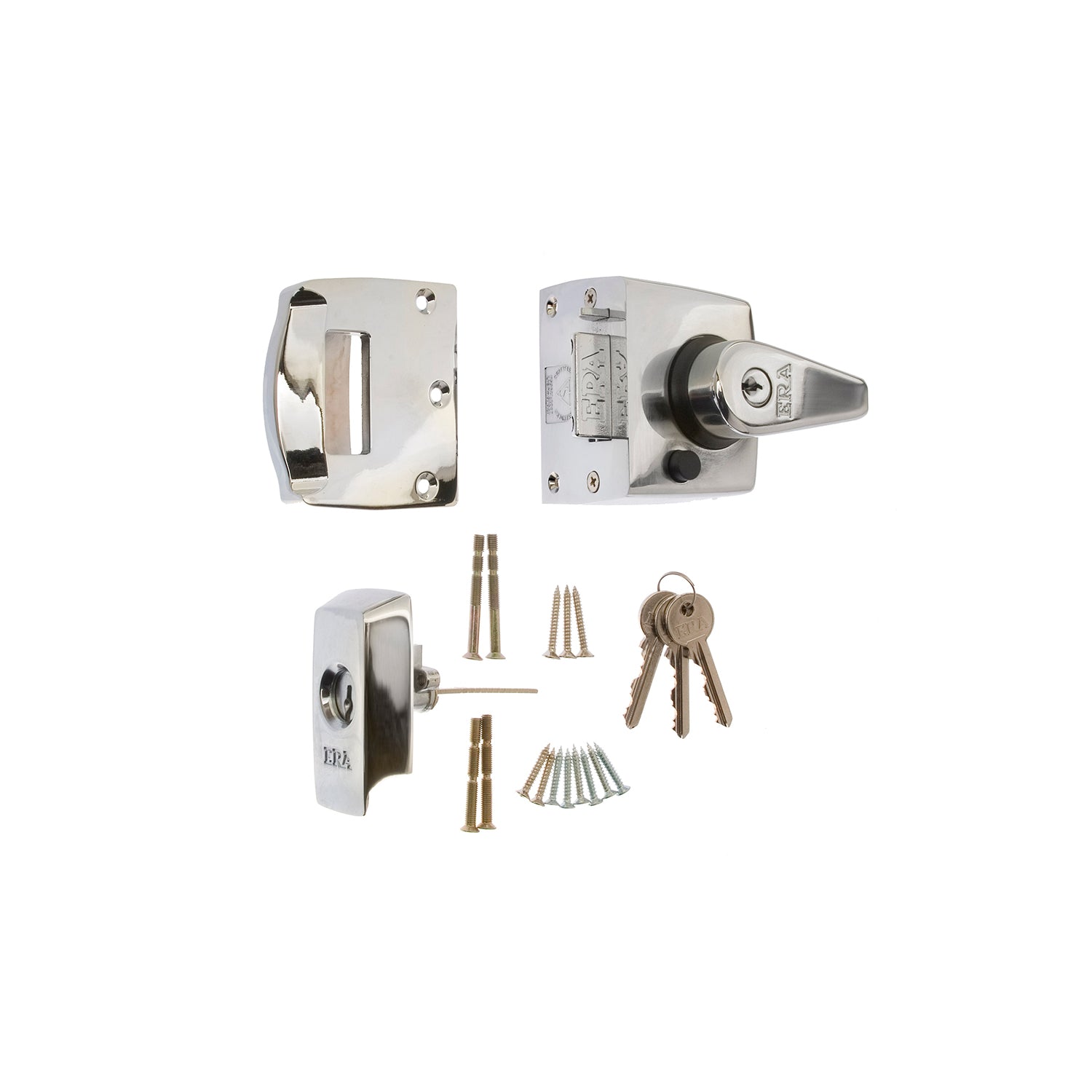 ERA British Standard High Security Nightlatch Door Lock - 40mm Backset - Chrome (1830-37-2)