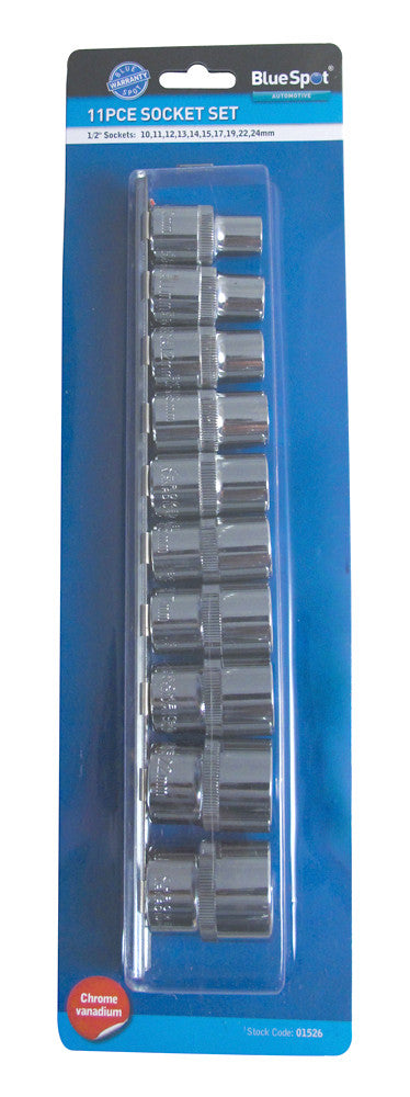 BlueSpot Metric Socket Set - 8 PCE 3/8" & 10PCE 1/2"