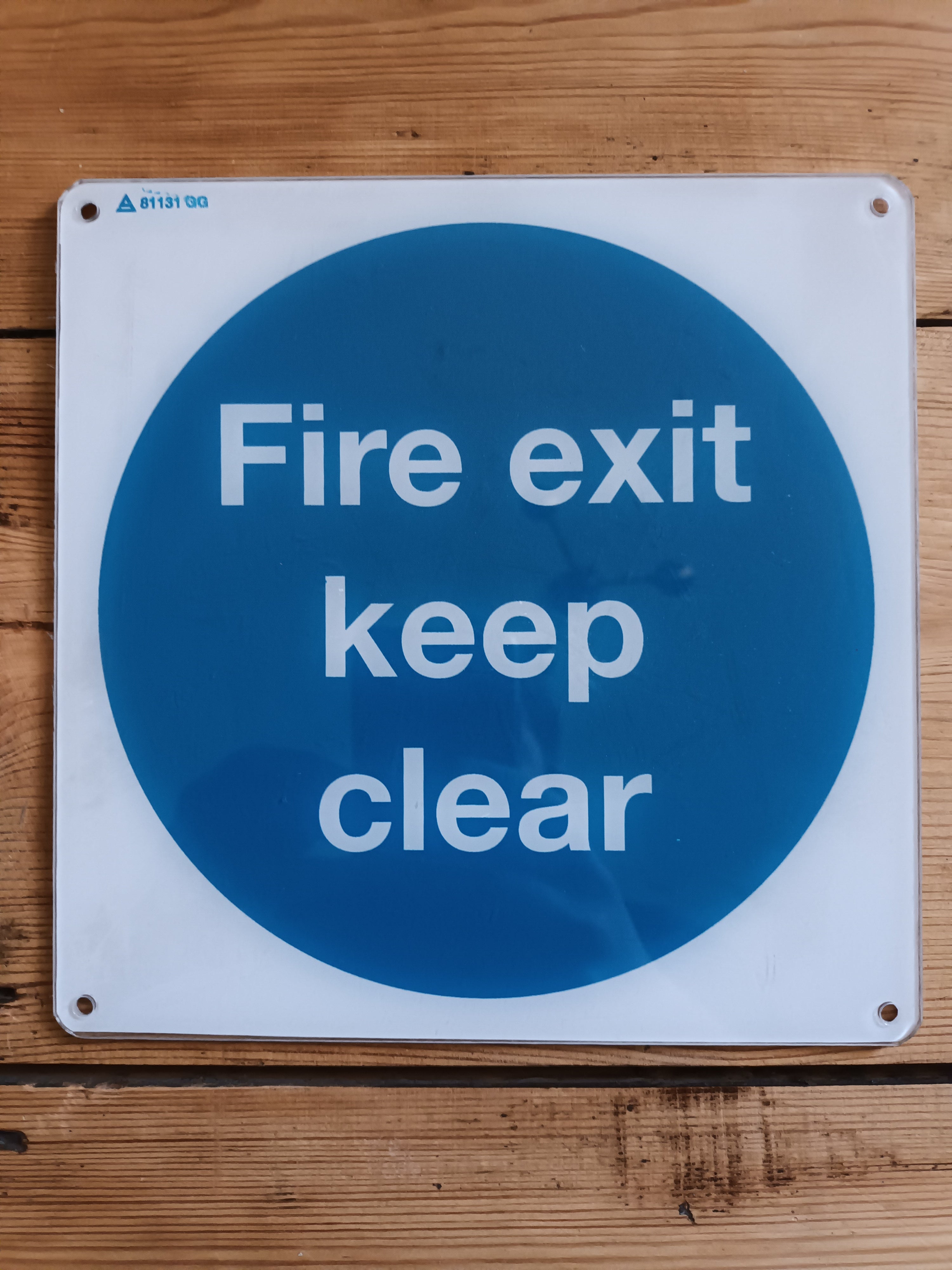 Rigid Plastic Fire Exit Keep Clear Door Sign 200 x 200mm (8" x 8")
