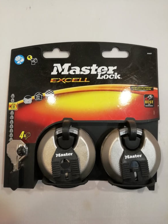 Master Lock - Weather Tough Stainless Steel Cylinder Padlock 70mm - Pack of 2