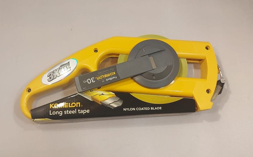 Komelon - 30 Metre (100ft) Surveyors Tape Measure Imperial / Metric Measurements Open Reel