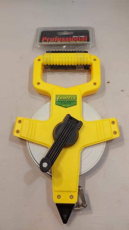 Toolfix 30m / 100ft Open Frame Fibreglass Tape Measure