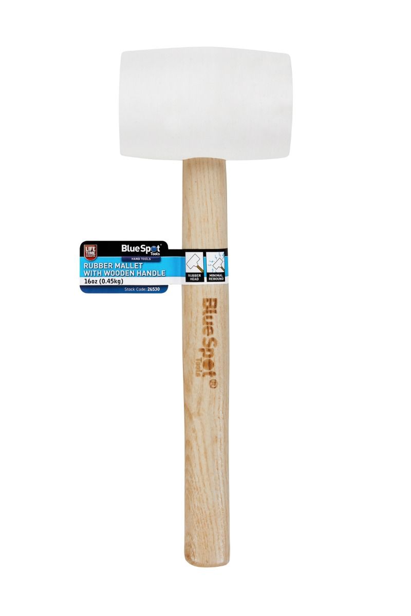 BlueSpot White Rubber Mallet With Wooden Handle 16oz (450g) (26530)