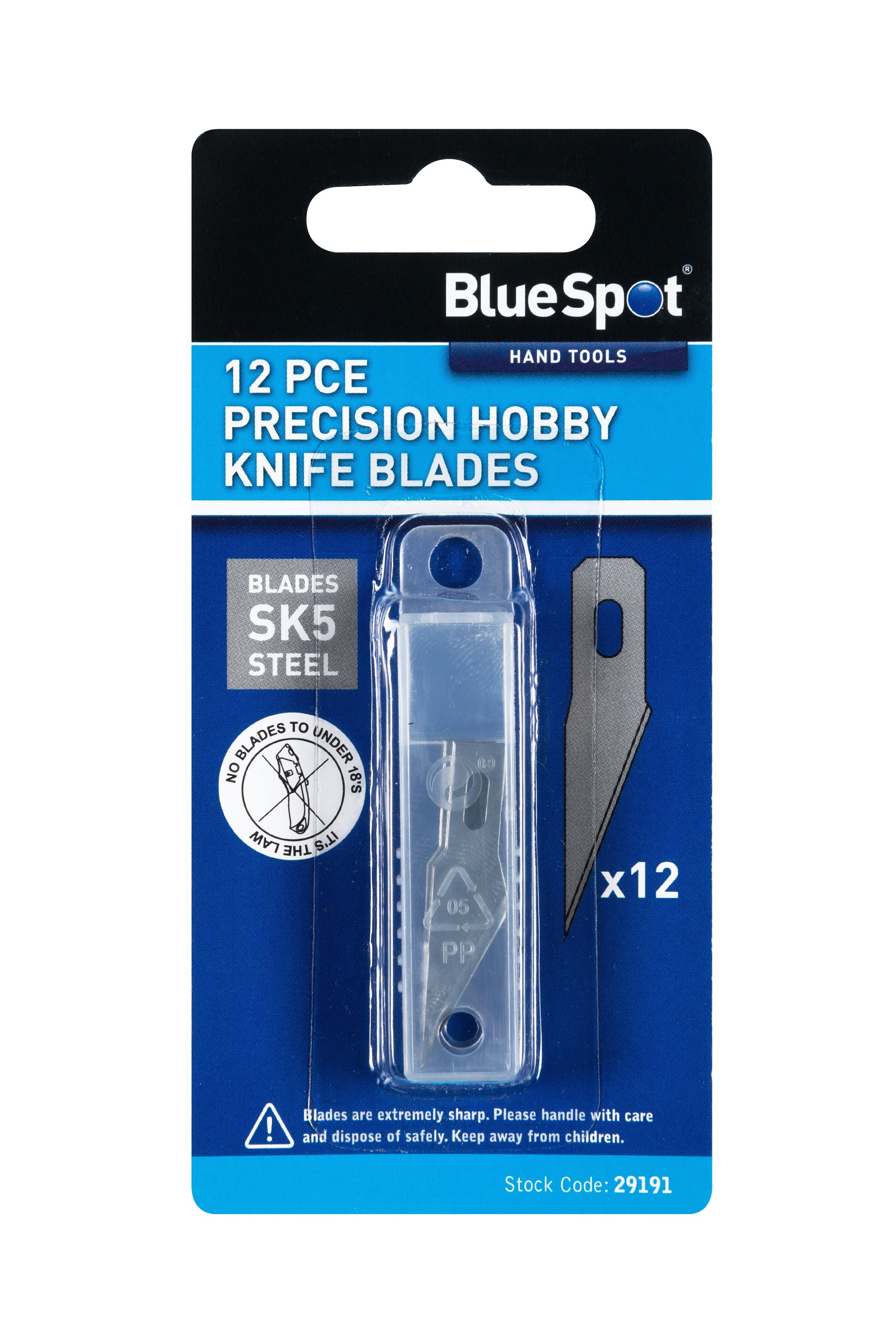 BlueSpot 12 PCE Precision Hobby Knife Blades (29191)