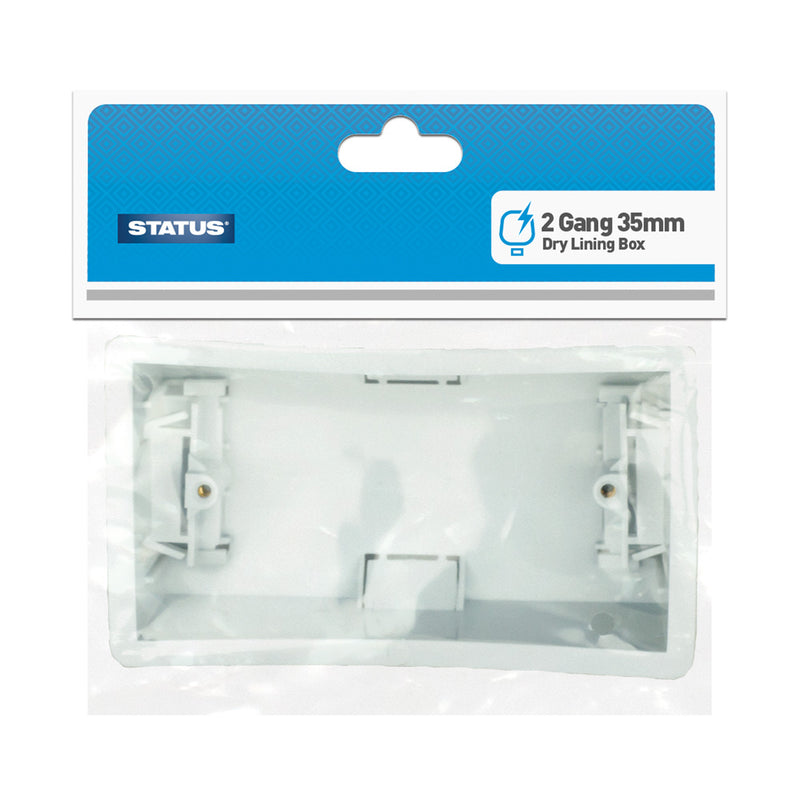 Pattress Box  - White Plastic - 2 Gang - 25mm, 35mm & 47mm