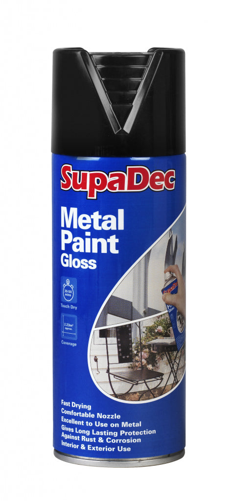 SupaDec Gloss Black Metal Spray Paint - 400ml