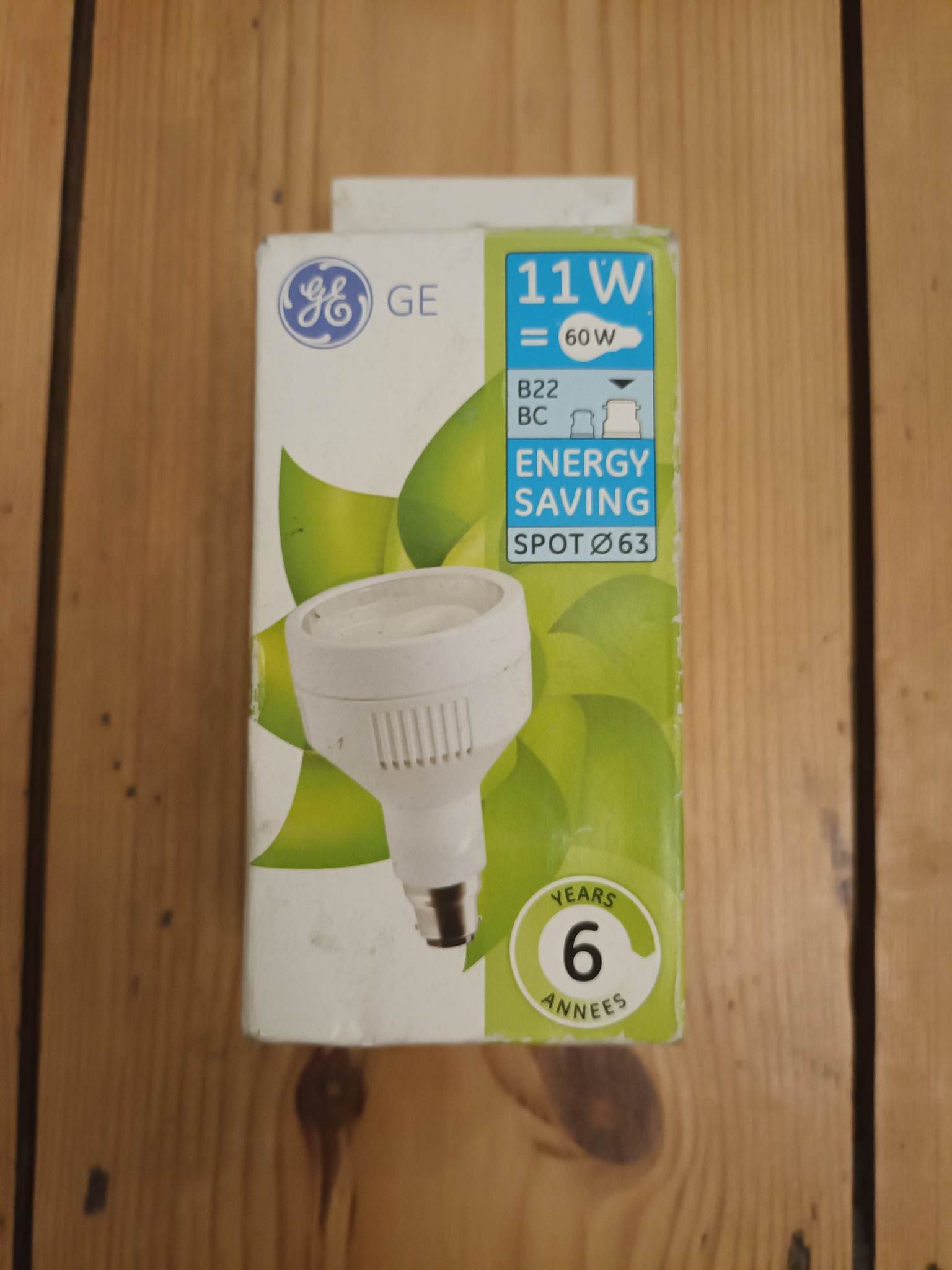 GE Lighting Energy Bulb 11w = 60w BC (Bayonet Cap)