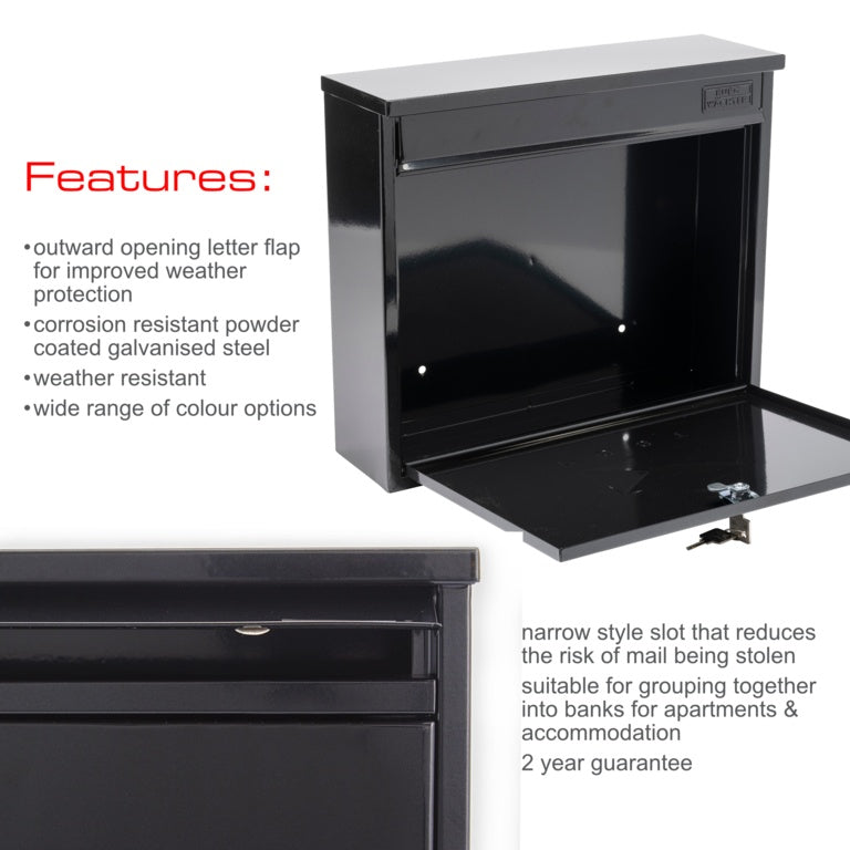 Sterling Elegance Front Opening Post Box Black