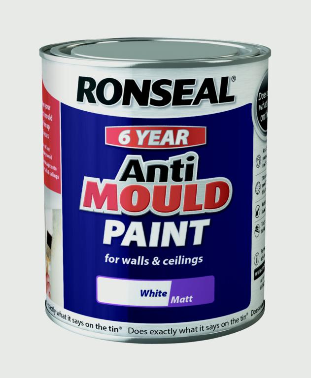 Ronseal 6 Year Anti-Mould Paint - White Silk & Matt - 750ml