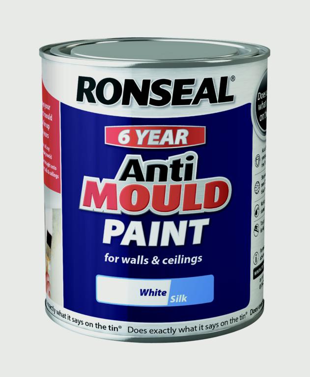 Ronseal 6 Year Anti-Mould Paint - White Silk & Matt - 750ml