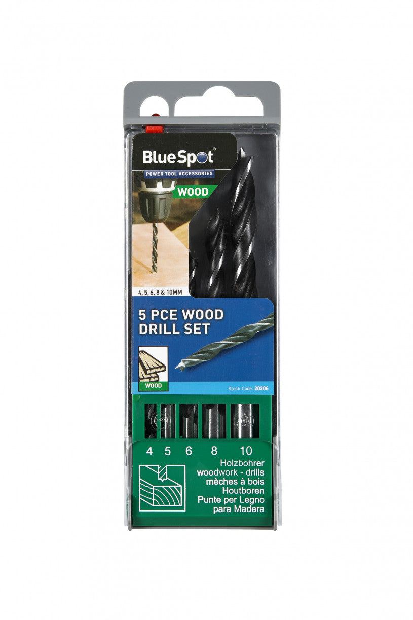 BlueSpot Wood Drill Bit Set - 5 PCE & 8 PCE