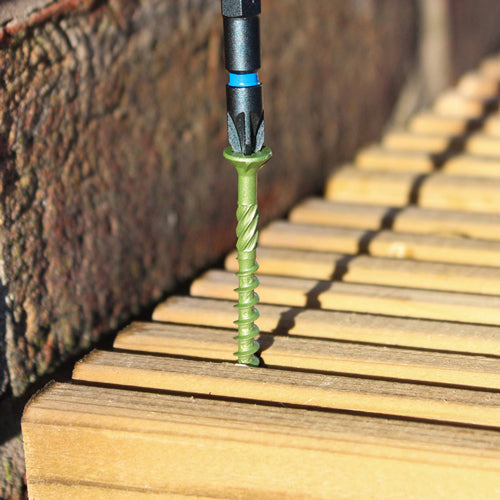 Decking Screws Green Exterior - PZ - Double Countersunk - 4.5 x 80 (9 x 3 1/2in) Box (80TDECK)