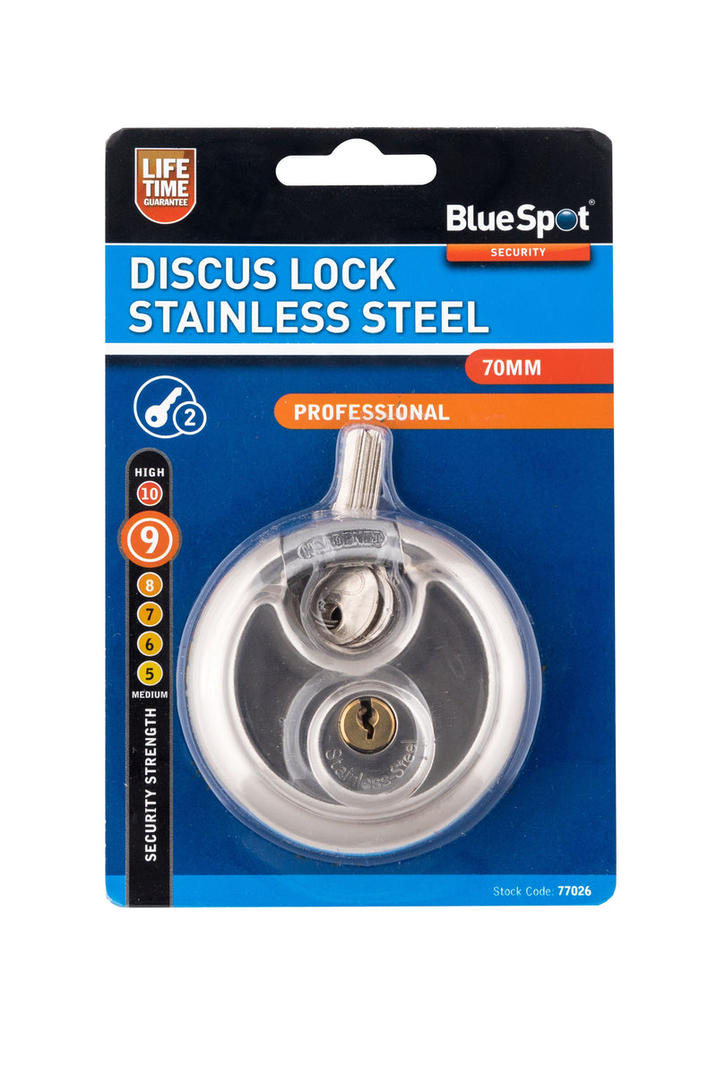 BlueSpot 70mm Discus Lock Stainless Steel (77026)