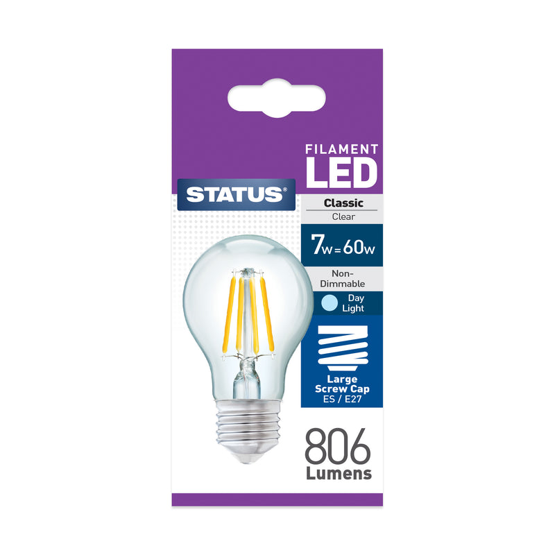 Status - Filament LED - 7w = 60w - Large Screw Cap ES/E27 - Day Light