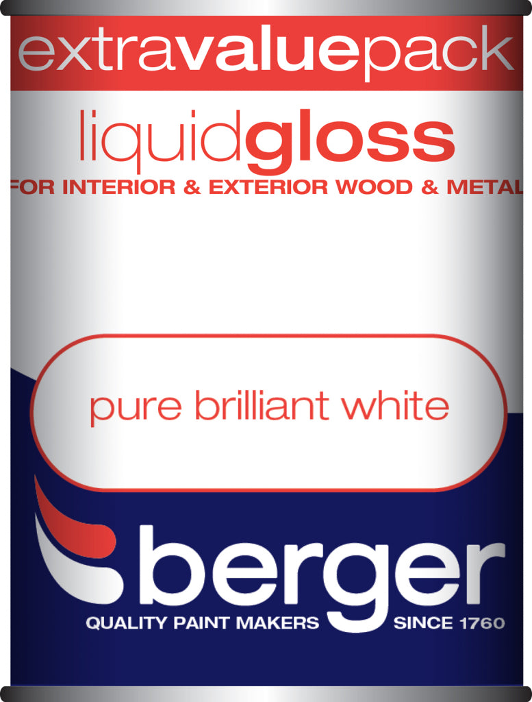 Berger Liquid Gloss - 1.25L - Extra Value Pack - Pure Brilliant White