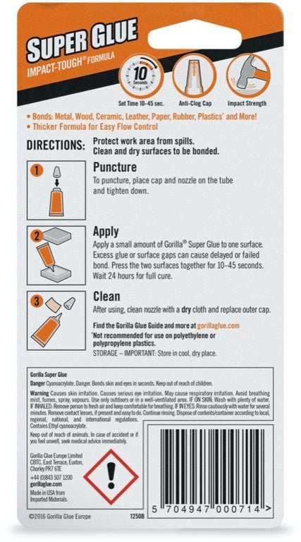 Gorilla Glue - Impact Tough Super Glue - 2 x 3g