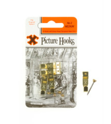 Picture Hooks with Brass Plated Tempered Steel Pins - Small, Medium Large & Extra Large