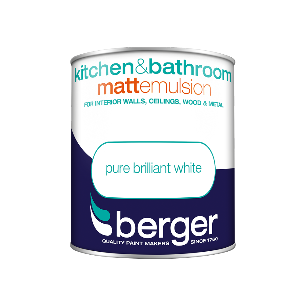Berger - Kitchen & Bathroom Matt Emulsion - Pure Brilliant White - 1L & 2.5L