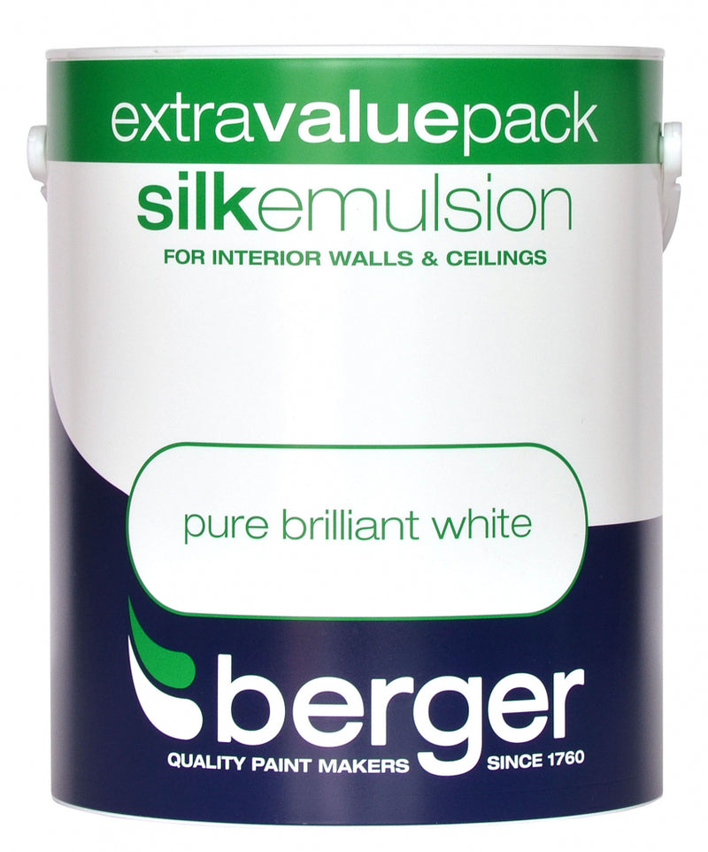 Berger Extra Value Pack Silk Emulsion Pure Brilliant White 3L
