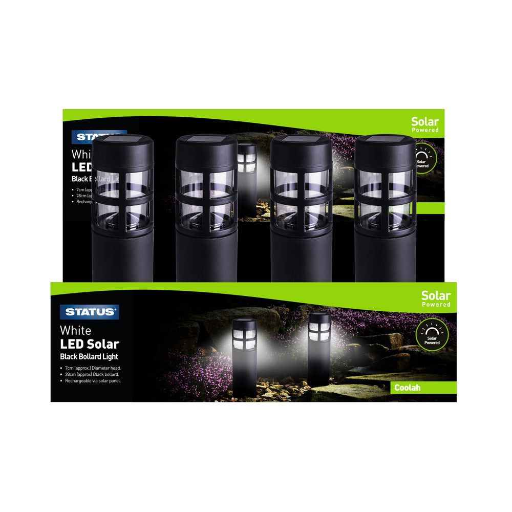 Status White LED Solar Black Bollard Light (COOLAHSS3PK6)