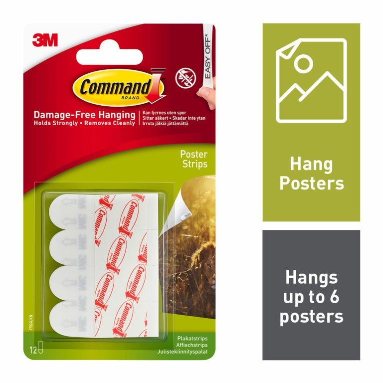 Command Brand Poster Hanging Strips - 12 pack
