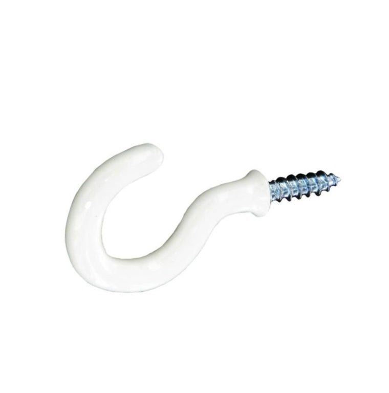 Securit - White Plastic Coated Cup Hooks - 25mm (1"), 32mm (1 1/4"), 38mm (1 1/2") & 50mm (2")