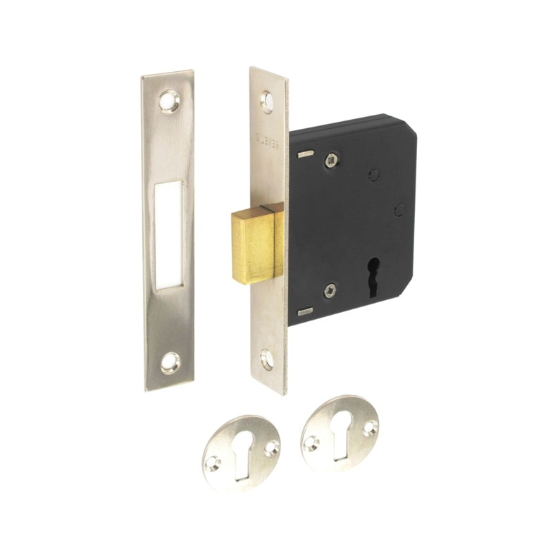 Securit - Nickel Plated 3 Lever Dead Lock - 63mm (2 1/2") (S1816)