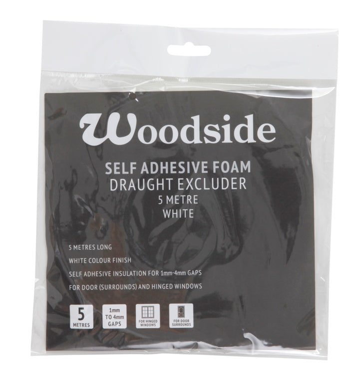 Woodside - Self Adhesive Foam Draught Excluder - White - 5m
