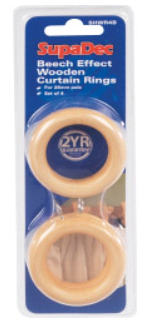 Woodside Wood Curtain Pole Rings Natural 28mm