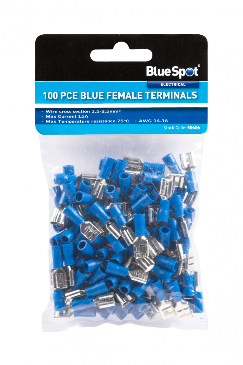 Bluespot Blue Female Terminals - 100 Pack (40606)