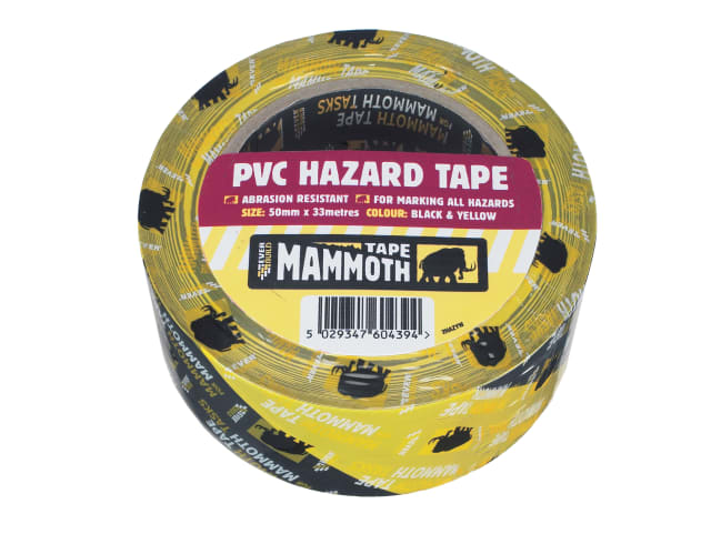 Mammoth Tape PVC Hazard Tape Black & Yellow 50mm x 33m