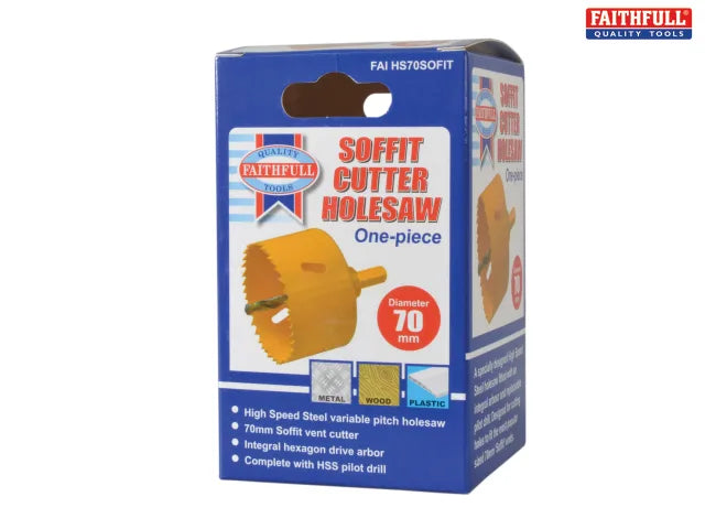 Faithfull Soffit Cutter Holesaw 70mm One Piece