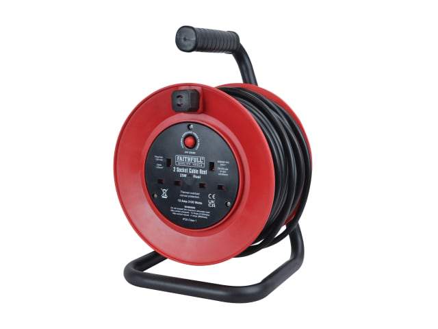 Faithfull Quality Tools - 2 Socket 20m Cable Reel Extension Lead