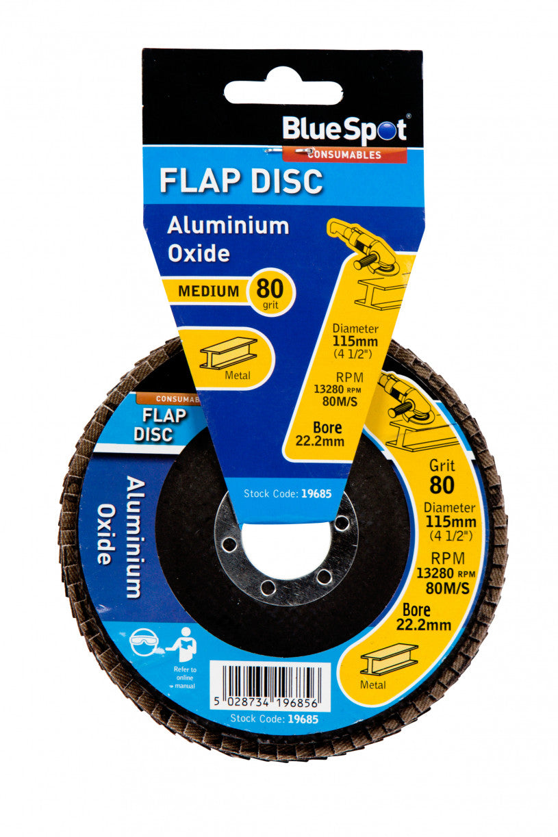 BlueSpot -115mm Aluminium Oxide Sanding Flap Disc
