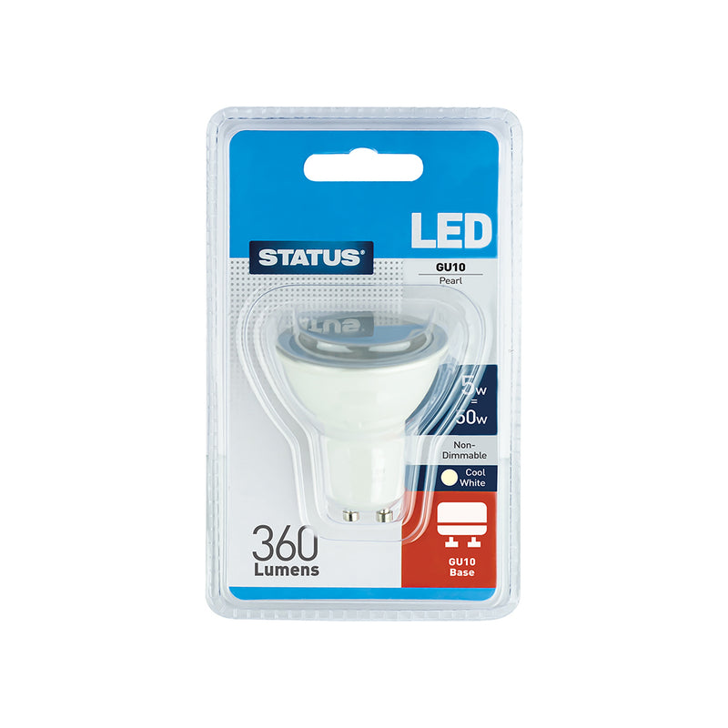 Status - LED Pearl Light Bulb - GU10 Cap - 5w = 50w - Cool White