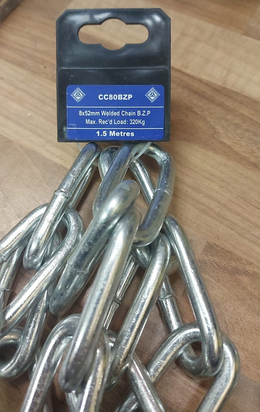 Bright Zinc Plated Chain Link 8 x 52mm - 1.5m