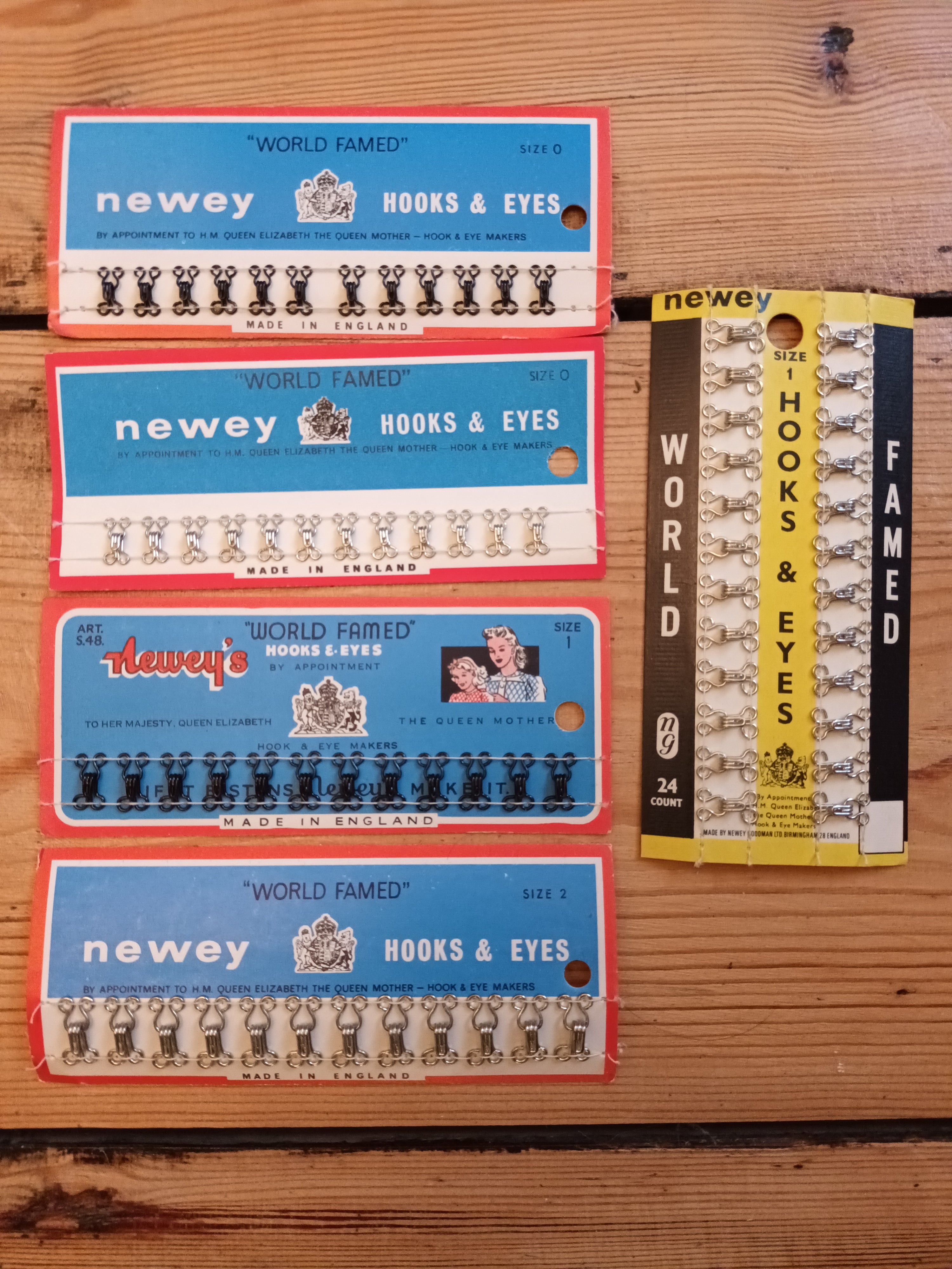 Vintage Packs of Newey's World Famed Hooks & Eyes