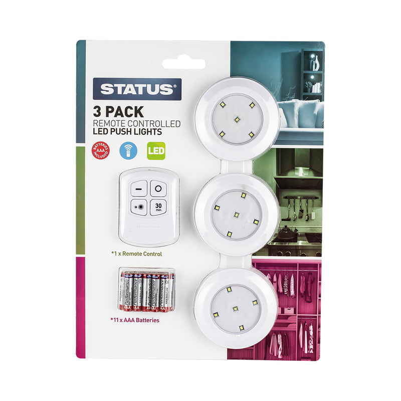 Status Remote Controlled LED Push Lights - 3 pack