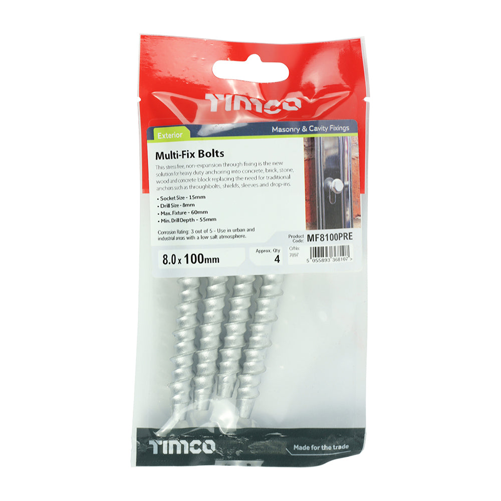 Timco Multi Fix Bolts 8.0 x 100mm 4 pack